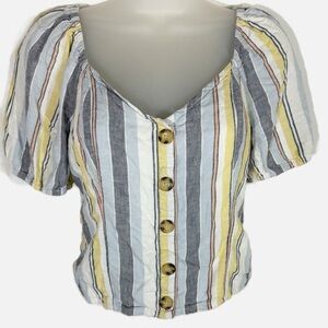 Abercrombie & Fitch | Striped Linen Blend Top